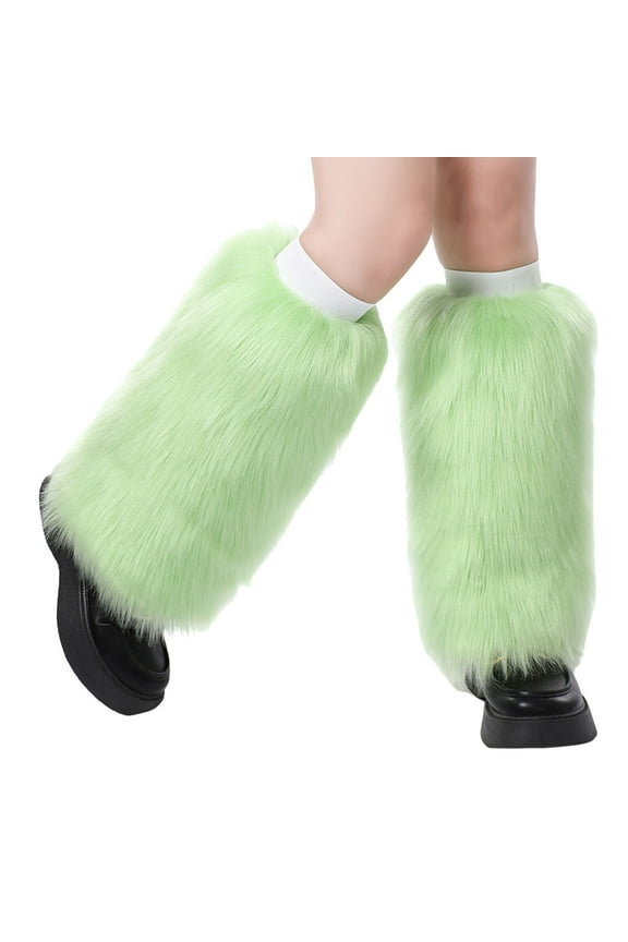 Women's Fluffy Leg Warmers Winter Fluffy Leg Warmers Soft Yoga Leg Warmers for Women Leather Leg Warmers Thigh High Hot Leg Warmers Furry Wool Leg Warmers for Women Long Cycling Leg Warmer Christmas