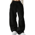 thumbnail image 1 of Women's Fluffy Pajama Pants Winter Warm Cute Pjs Comfy Wide Leg Lounge Pants with Pockets Pantalones (L, Black), 1 of 8