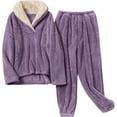 thumbnail image 1 of Women' s Fluffy Pajamas Set Fleece Pullover Pants Loose Plush Sleepwear 2 Piece Pjs Set Warm Fuzzy Loungewear, 1 of 16