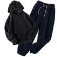 thumbnail image 1 of Women' s Fluffy Pajamas Set Fleece Pullover Pants Loose Plush Sleepwear 2 Piece Pjs Set Warm Loungewear Fuzzy,Navy,L, 1 of 1