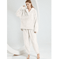 thumbnail image 1 of Women' s Fluffy Pajamas Set Fleece Pullover Pants Loose Plush Sleepwear 2 Piece Pjs Set Warm Loungewear Fuzzy, 1 of 7