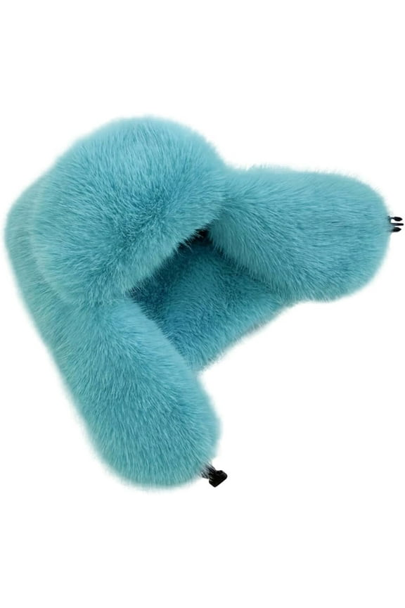 Women's Fluffy Trapper Hat, Long Pile Faux Fur Ushanka hat with Buckle, Luxurious Mink-Style Winter Warm Hat
