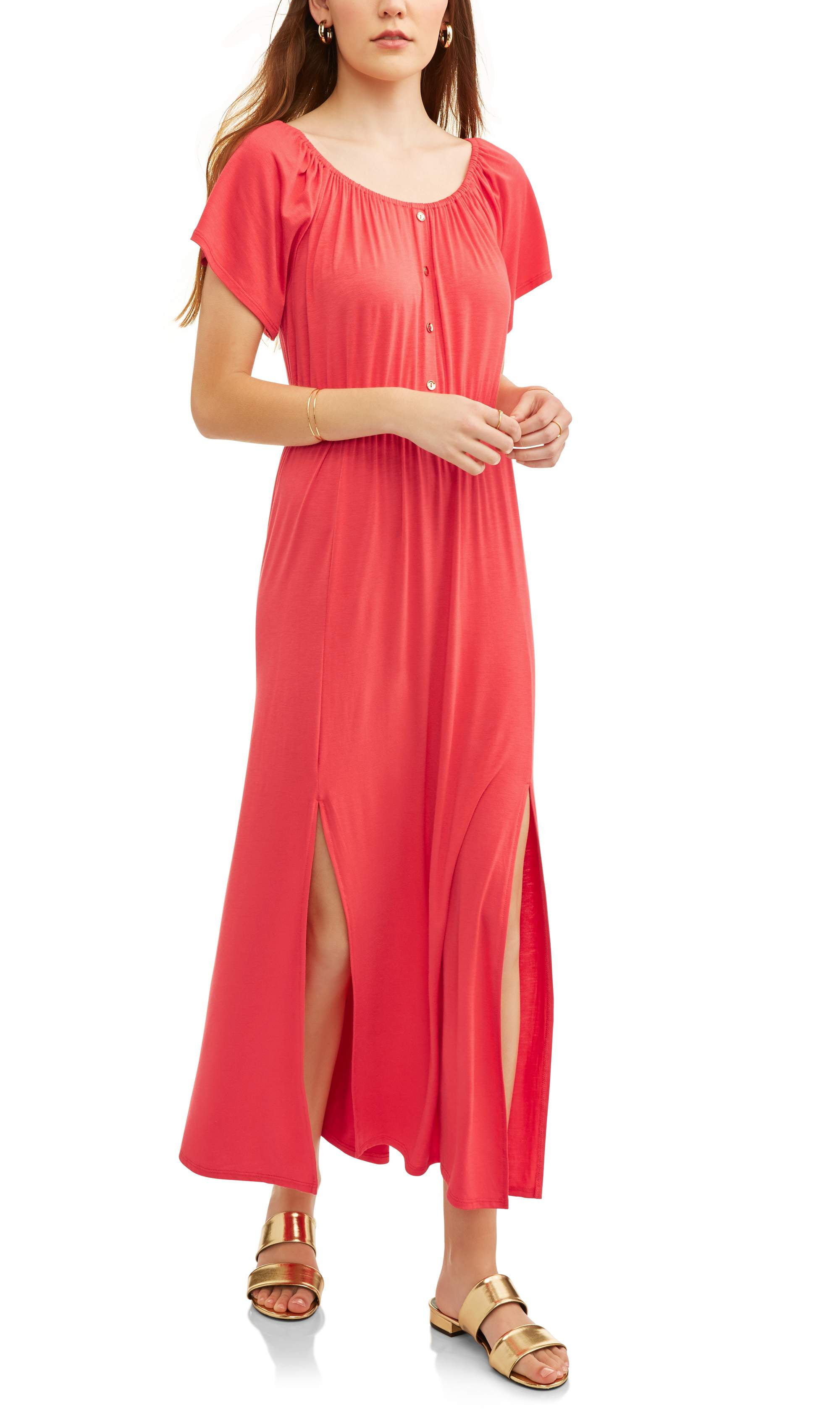 Women's Flutter Sleeve Maxi Dress