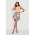 thumbnail image 1 of Women's Foil Screen Denim Pleated Micro Mini Skirt, 1 of 5