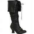 thumbnail image 1 of Women's Fold Over Tall Pirate Boots in Black, size: 7 | Leather by Medieval Collectibles, 1 of 1