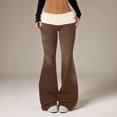 thumbnail image 1 of Women's Fold Over Waist Flare Pants High Waist Stretchy Bootcut Yoga Bell Bottom Trousers, S, 1 of 6