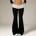 thumbnail image 1 of Women's Fold Over Waist Flare Pants High Waist Stretchy Bootcut Yoga Bell Bottom Trousers, XS, 1 of 6