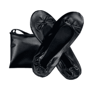 Womens Foldable Ballet Flats Portable Slip-On Shoes for Wedding, Travel, Work & Driving Black S