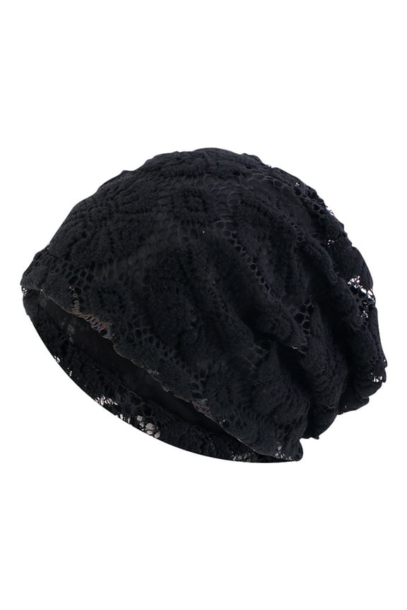 Women's Foldable Cooling Mesh Handmade Floral Lace Cotton Chemotherapy Hair Loss Caps Slouchy Hat
