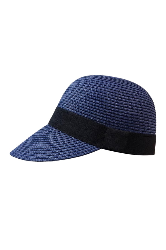 Women's Foldable Straw Baseball Cap, Casual Beach Sun Hat, Packable and Travel Friendly Sun Hat for Outdoor Activities, Garden, and Gift - Navy