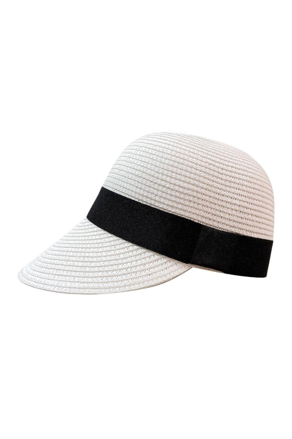 Women's Foldable Straw Baseball Cap, Casual Beach Sun Hat, Packable and Travel Friendly Sun Hat for Outdoor Activities, Garden, and Gift - White