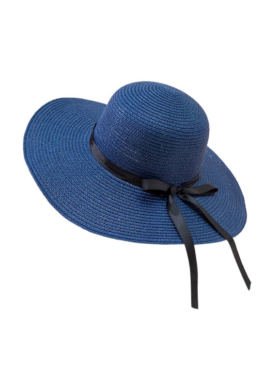 Women's Foldable Straw Beach Hat Wide Brim Floppy Roll Up UPF 50+ Sun Protection Summer