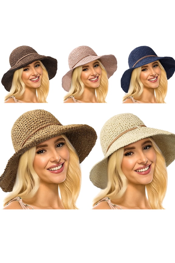 Women's Foldable Straw Hat UPF 50+ Summer Soft Soft Beach Hat One Size/Beige