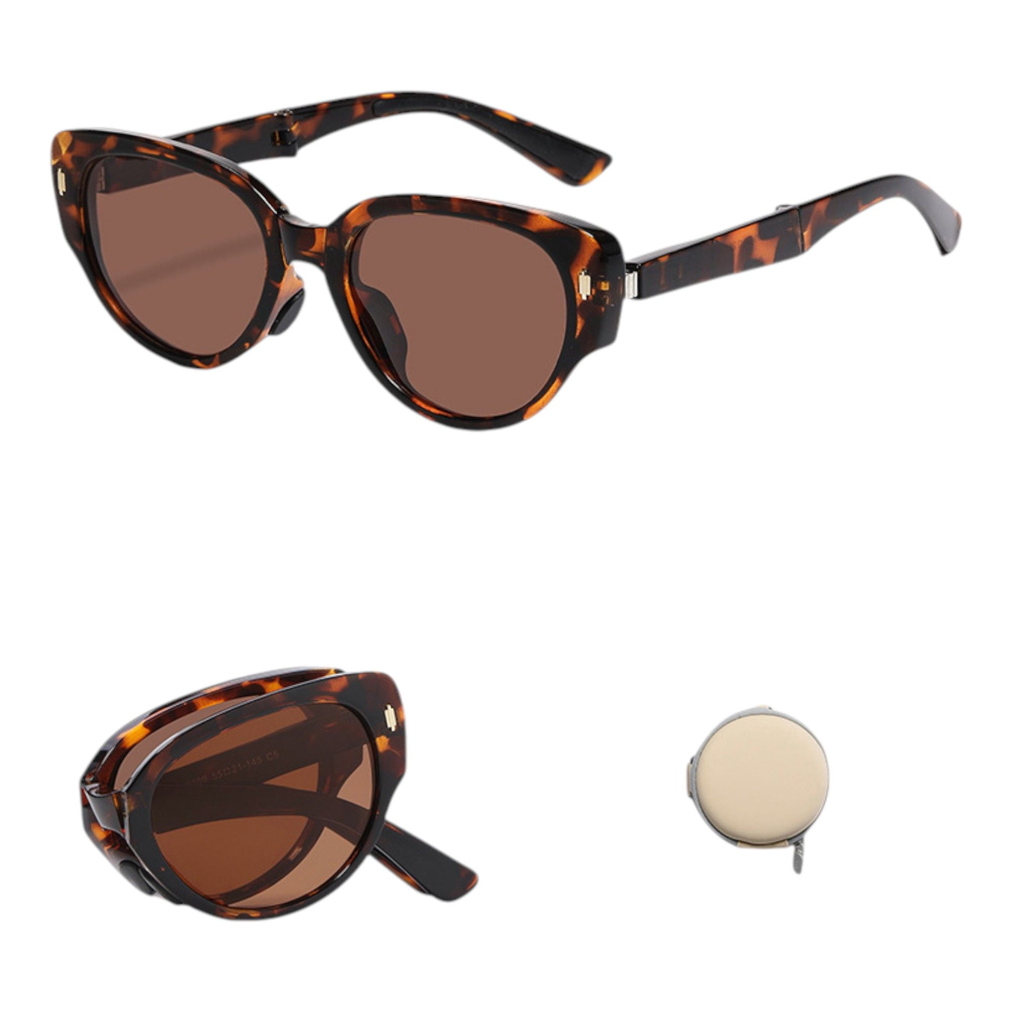 Tortoiseshell Brown Unisex Fold-Down Sunglasses browline-front-angle-tortoise-  main image 2