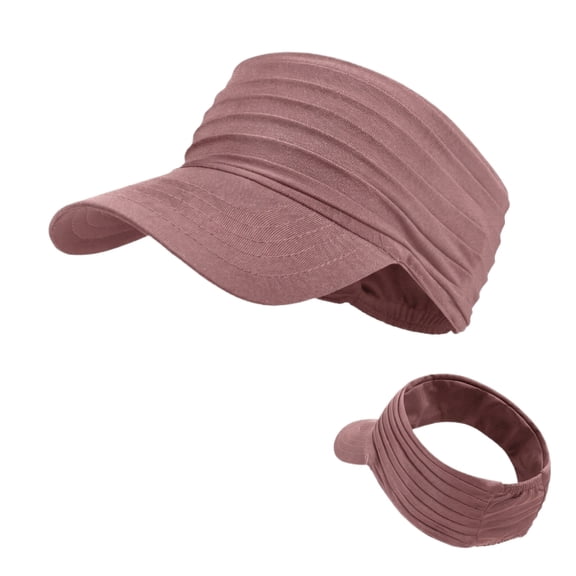 Women's Foldable UV Protection Sun Visor Hat, Wide Brim Ruched Summer Beach Cap, Breathable Open Top Ponytail Friendly Golf Tennis Hat