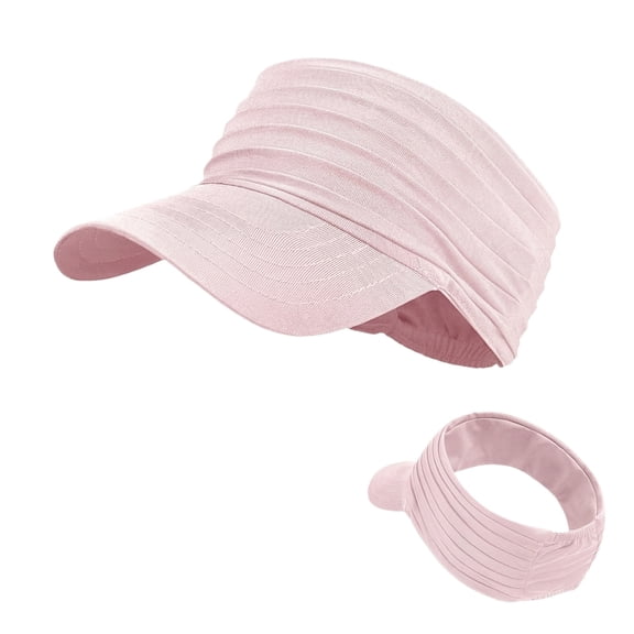 Women's Foldable UV Protection Sun Visor Hat, Wide Brim Ruched Summer Beach Cap, Breathable Open Top Ponytail Friendly Golf Tennis Hat