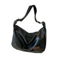 thumbnail image 1 of Women's Foldable Vegan Leather Shoulder Bag Slouchy Tote Purse 15.35x9.84in Soft Stylish Handbags for Work/Travel/Gift with Adjustable Strap (Black/Coffee/Brown 0.68lb)​, 1 of 6