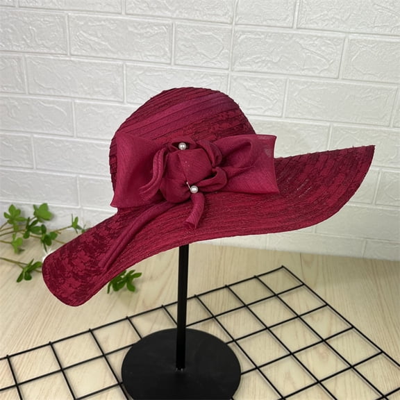Women's Foldable Wide Brimmed Sun Hat Korean Minimalist Style Bowknot Sunhat Casual Beach Cap Woman Summer Hats Womens Fedora Hats for Summer Hat Bands for Women Outdoor Hat Adapt A Caps Tennis Hat