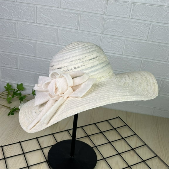 Women's Foldable Wide Brimmed Sun Hat Korean Minimalist Style Bowknot Sunhat Casual Beach Cap Woman Summer Hats Womens Fedora Hats for Summer Hat Bands for Women Outdoor Hat Adapt A Caps Tennis Hat