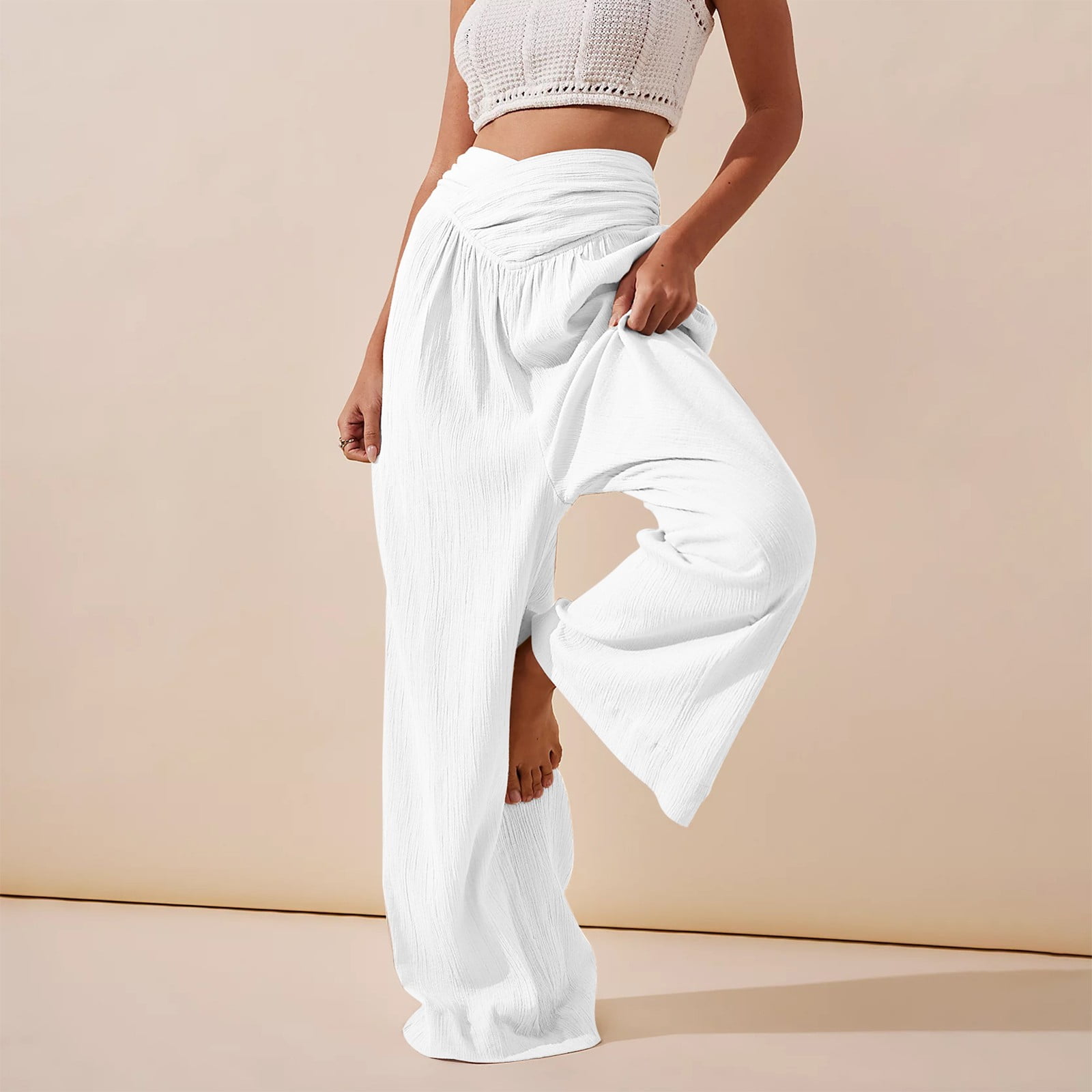 Women's Foldover Flare Yoga Pants Flared Leggings Bell Bottom Low Rise