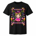thumbnail image 1 of Women’s Folk Art Floral Doll Graphic T-Shirt, Unisex Classic Fit, 1 of 9