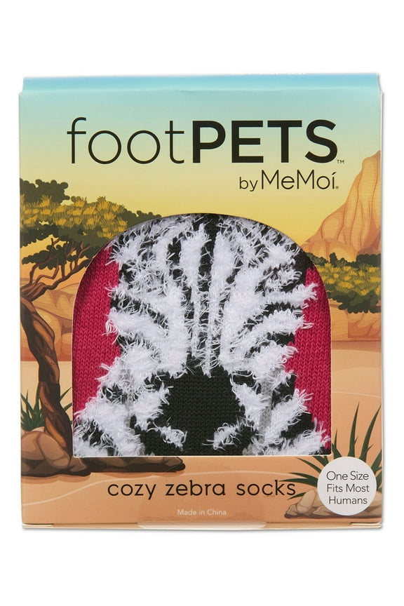 Women's Foot Pet Zebra Crew Socks - Womens - Female (One Size, Fuchsia)