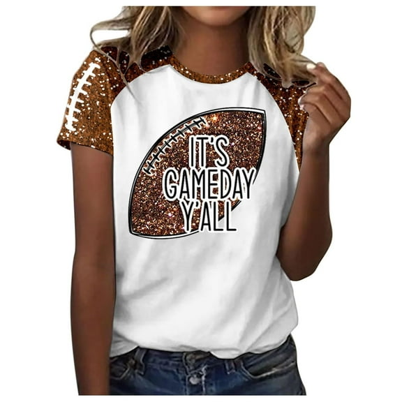 Women's Football Graphic Tee I Love Big Sacks Tight Ends and a Strong D Casual Sports Shirt