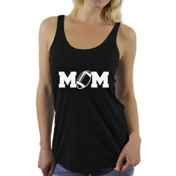 Women's Football Mom Graphic Racerback Tank Tops White Mother's Day Gift Sports Mom