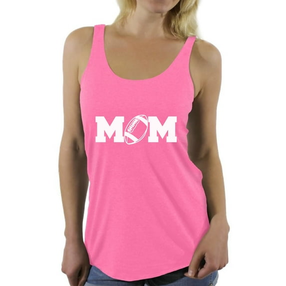 Women's Football Mom Graphic Racerback Tank Tops White Mother's Day Gift Sports Mom
