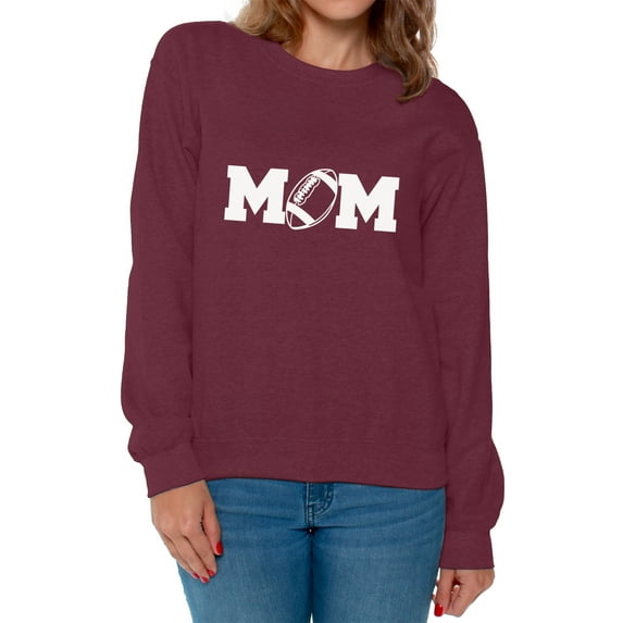 Women's Football Mom Graphic Sweatshirt Tops White Mother's Day Gift Sports Mom