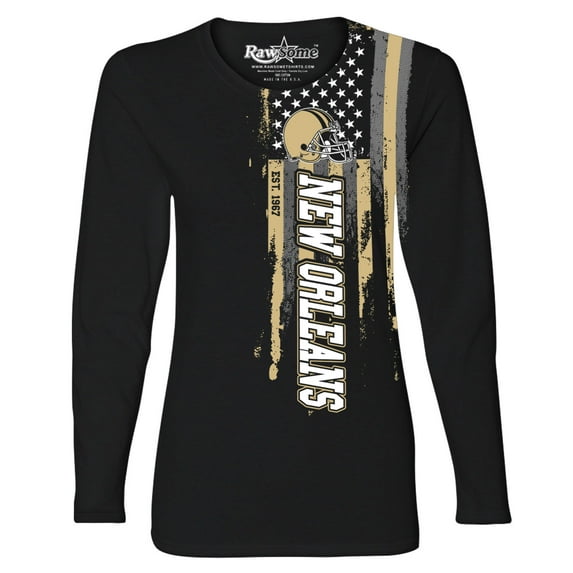Women's Football USA Flag Black Long Sleeve Shirt