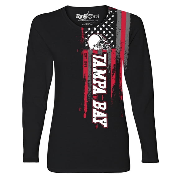 Women's Football USA Flag Black Long Sleeve Shirt