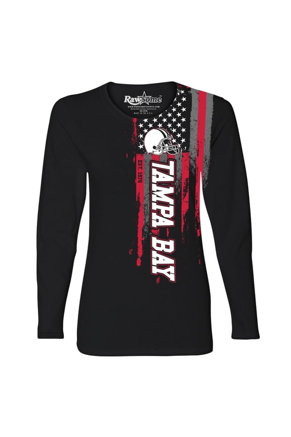 Women's Football USA Flag Black Long Sleeve Shirt