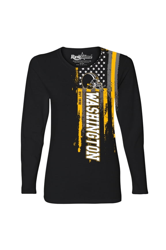 Women's Football USA Flag Black Long Sleeve Shirt