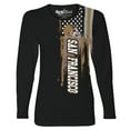 thumbnail image 1 of Women's Football USA Flag Black Long Sleeve Shirt, 1 of 2