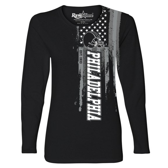 Women's Football USA Flag Black Long Sleeve Shirt
