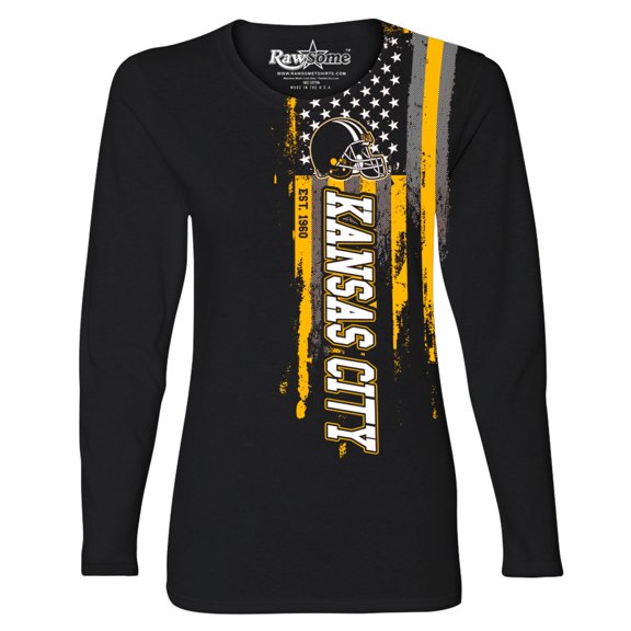 Women's Football USA Flag Black Long Sleeve Shirt