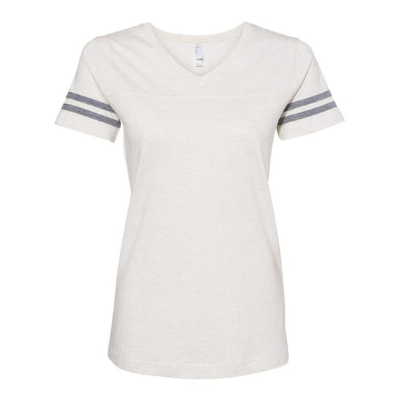 Women's Football V-Neck Fine Jersey Tee Color Natural Heather/ Granite Heather 2X-Large Size
