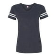 thumbnail image 1 of Women's Football V-Neck Fine Jersey Tee Color Vintage Navy/ White Large Size, 1 of 4