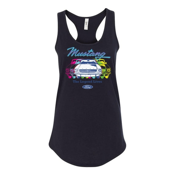 Women's Ford Mustang The Legend Lives Retro Vintage Racerback Tank Top-Black-large