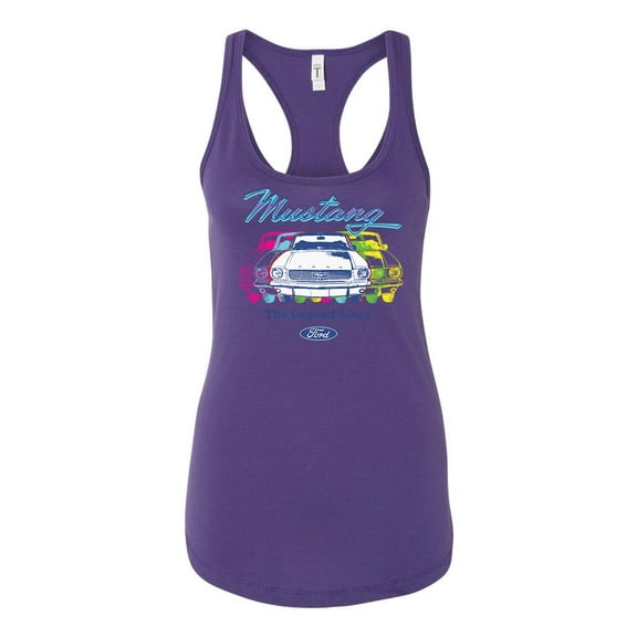 Women's Ford Mustang The Legend Lives Retro Vintage Racerback Tank Top-Purple Rush-xs
