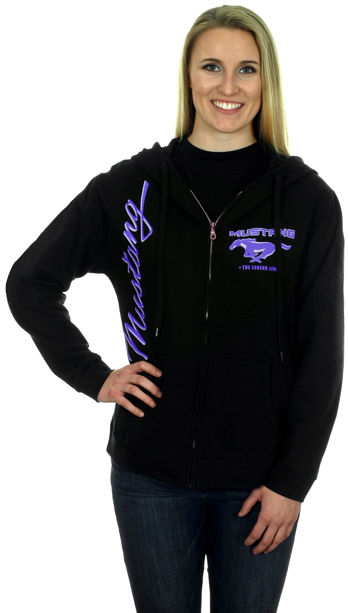 Women's Ford Mustang Zip Up Hoodie Lavender Logos
