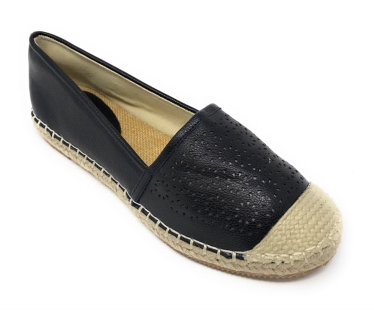 Women's Forever Young Faux Leather Embossed Woven Weaved Tip Espadrille