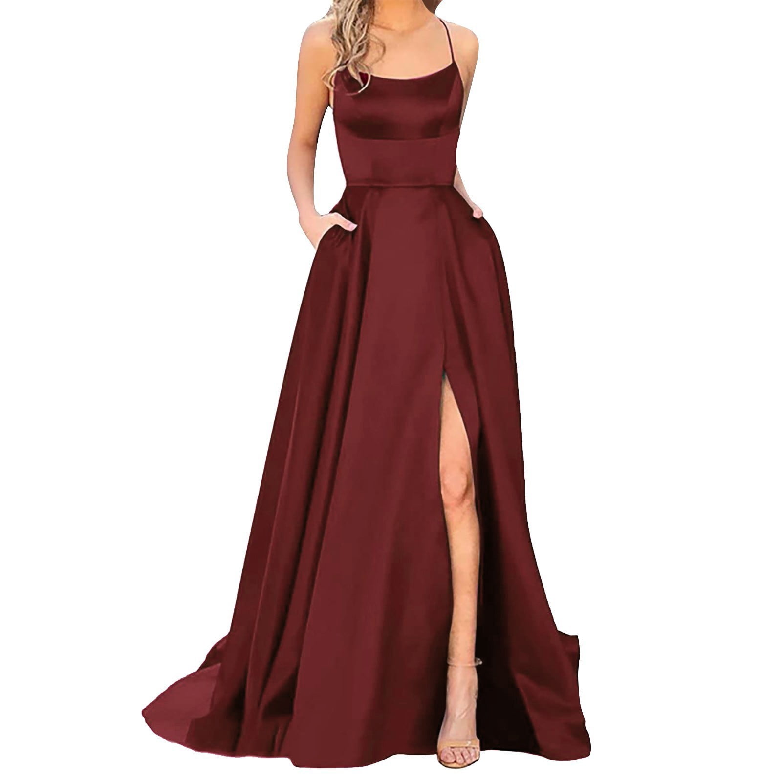 princess polly baby blue dress Women's Formal Dress Prom Dresses Ladies Long Women Elegant Backless Long  DressesCrisn Satin Spaghetti Party Prom Dress Side Slit Wedding Evening  Party Dress With Pockets