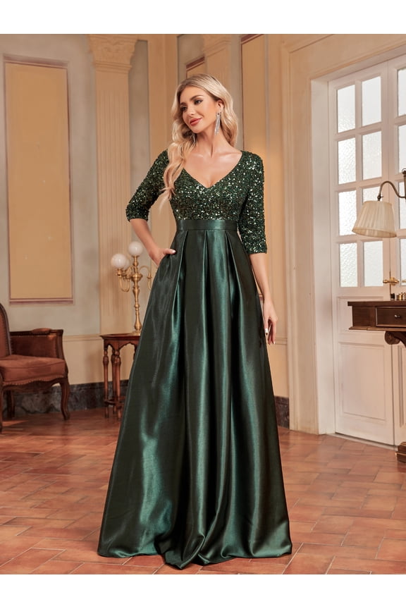 Women's Formal Dress Wedding Guest Dress Bell Sleeve Bridesmaid Dress Maxi Evening Dress