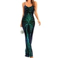 thumbnail image 1 of Women's Formal Party Dress Sequin Gothic Embroidery Bodycon Suspenders Fishtail Round Neck Maxi Prom Wedding Dresses, Elegant Tunic Mermaid Evening Gown qILAKOG Size XL, 1 of 6