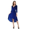 thumbnail image 1 of Women's Formal Velvet Cocktail Dress, V-neck, Long Sleeves For Parties, Royal Blue, 1 of 2