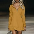 thumbnail image 1 of Women's Formal Wedding Guest Dress Elegant Long Sleeve Ruched Cocktail Bodycon Mini Dresses Yellow L, 1 of 7