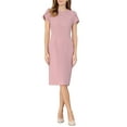 thumbnail image 1 of Women's Formal Work Pencil Dress Petal Sleeve 2025 Spring Trendy Knee Length Sheath Dresses S Pink, 1 of 5