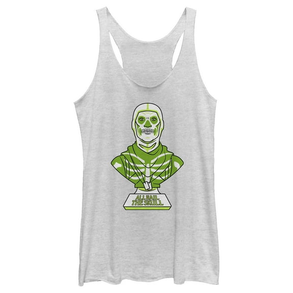 Women's Fortnite All Hail the Skull Racerback Tank Top White Heather Large